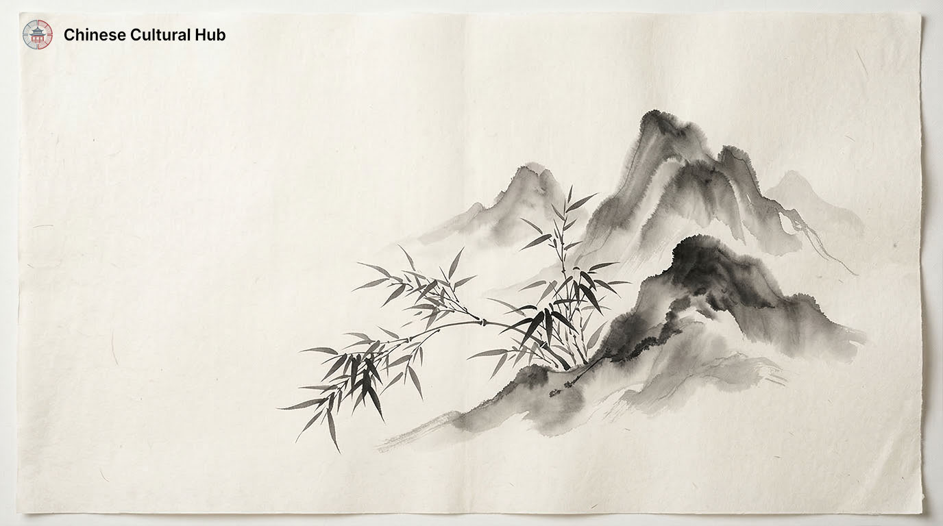 Ink Painting: Mountains, Bamboo, Silence